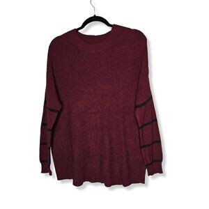 American Eagle Size Medium Sweater Burgundy Lightweight Dark Academia Stripe